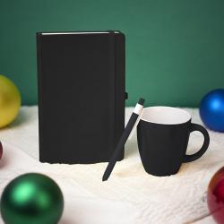 Подарочный набор HAPPINESS: блокнот, ручка, кружка, чёрный