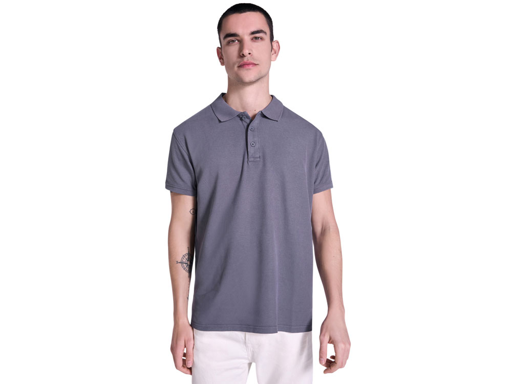 Рубашка поло Cobain унисекс, серо-голубой выстиранный