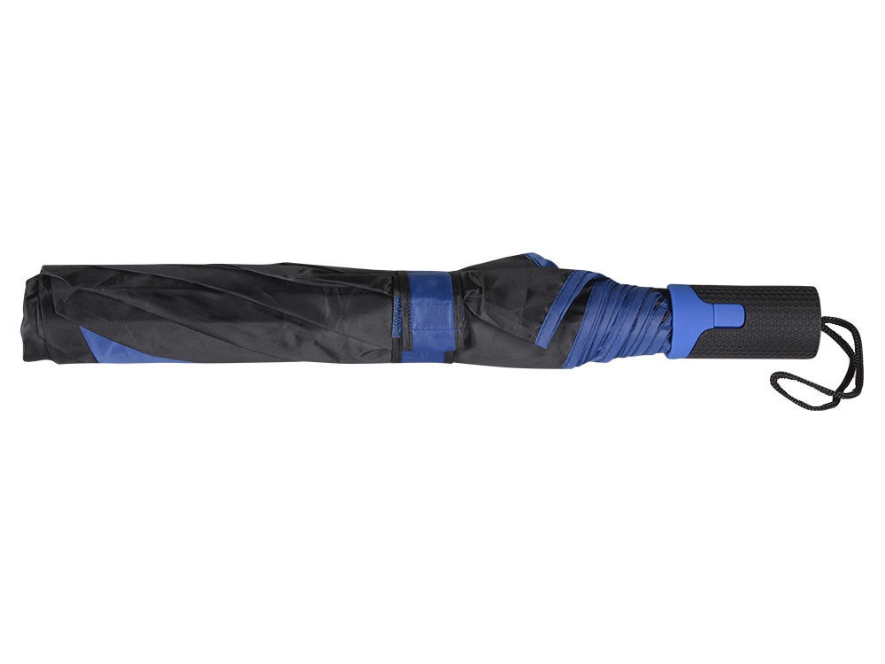 Зонт складной Логан полуавтомат, черный/синий