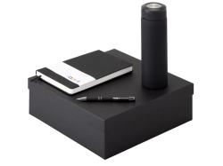 Подарочный набор с блокнотом С3, металлической ручкой и термосом, черный