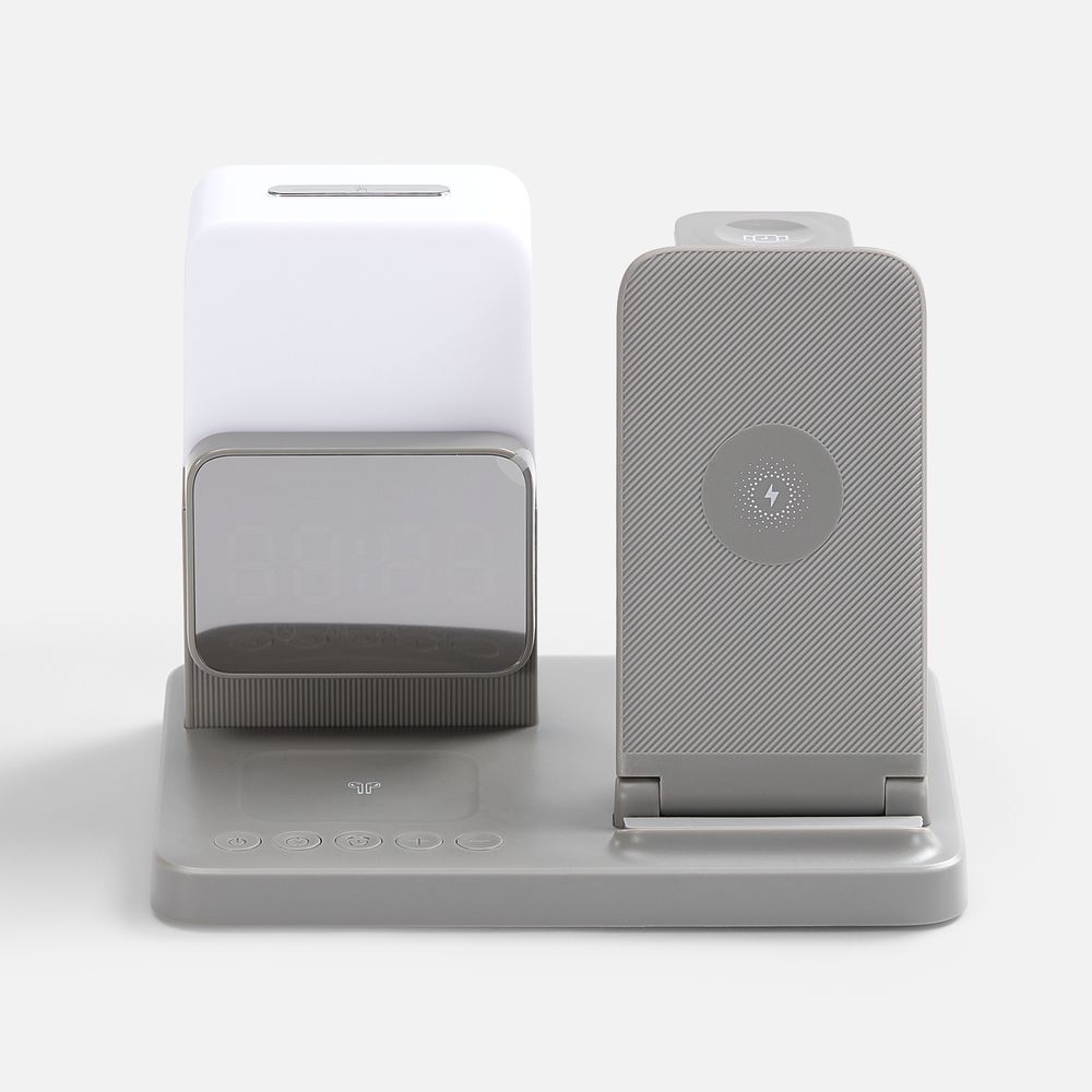 Зарядная станция с электронными часами и подсветкой Large Charge ver.3, серая