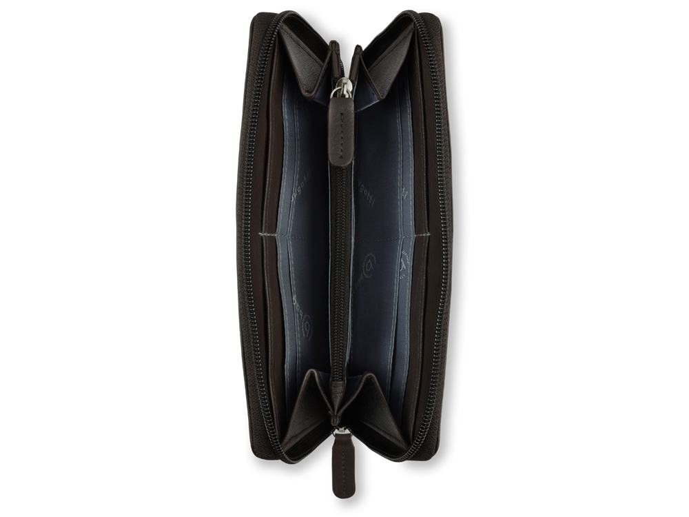 Кошелёк женский BUGATTI Banda, с защитой данных RFID, коричневый, кожа/полиэстер, 18,5х2х10 см
