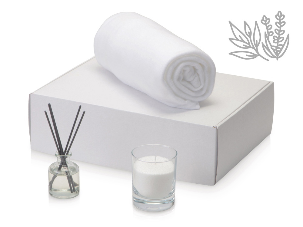 Подарочный набор White light 2.0 с пледом, диффузором, насыпной свечой