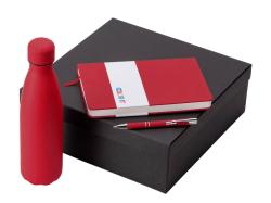 Подарочный набор с блокнотом С3, металлической ручкой и термобутылкой, красный