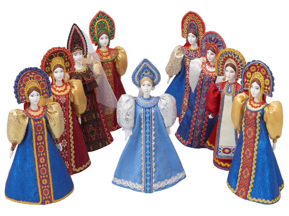 Подарочный набор: кукла фарфоровая, крем-мед, синий