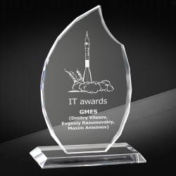 Награда из стекла с лазерной гравировкой