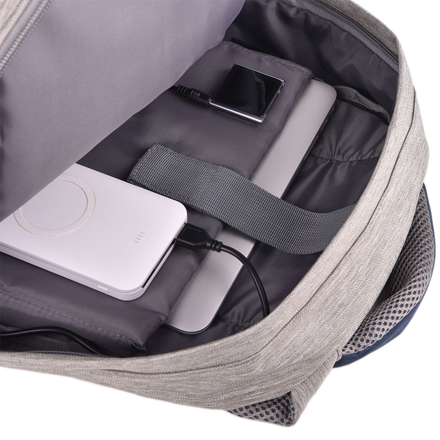 Рюкзак "Beam", серый/зеленый, 44х30х10 см, ткань верха: 100% полиамид, подкладка: 100% полиэстер