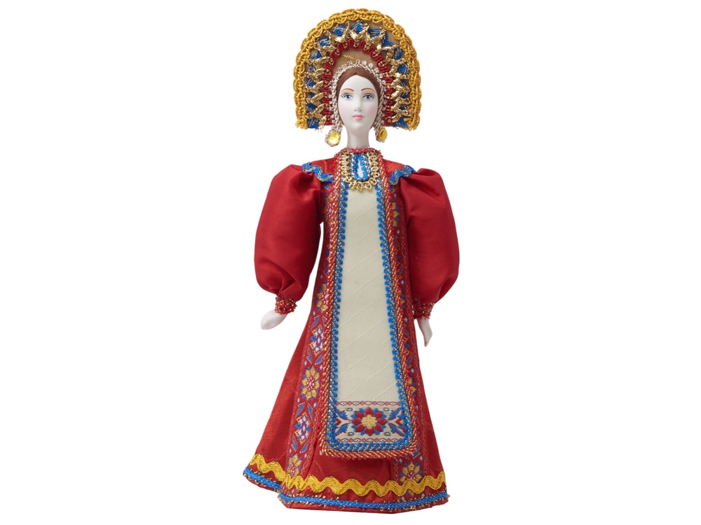 Подарочный набор: кукла фарфоровая, крем-мед, красный