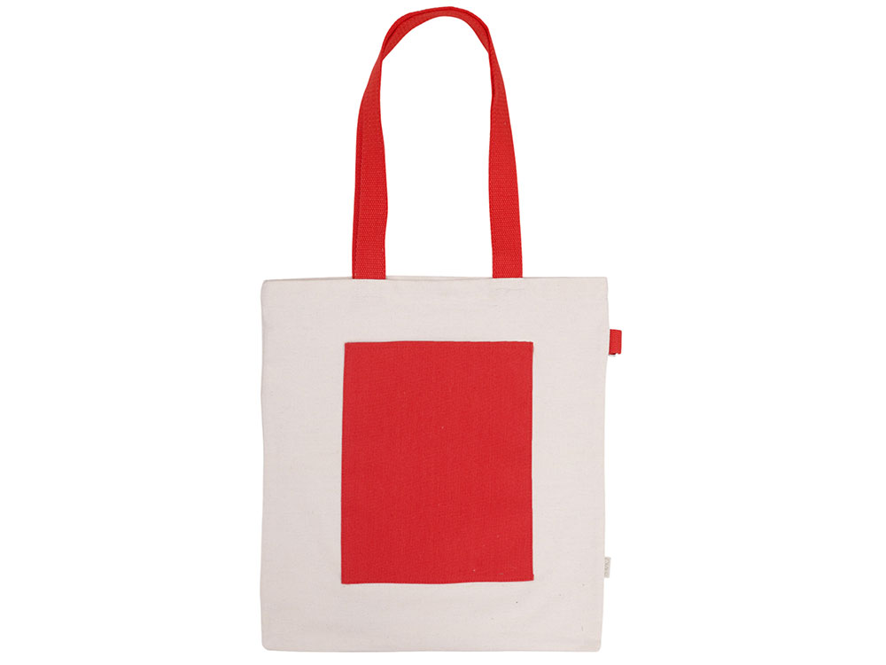 Сумка для покупокTopiс из переработанных материалов с наружным цветным карманом, красный Сумка для покупокTopiс из переработанных материалов с наружным цветным карманом, красный