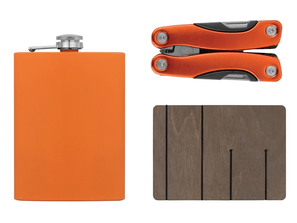 Набор с мультитулом и фляжкой Путешественник 2.0., оранжевый
