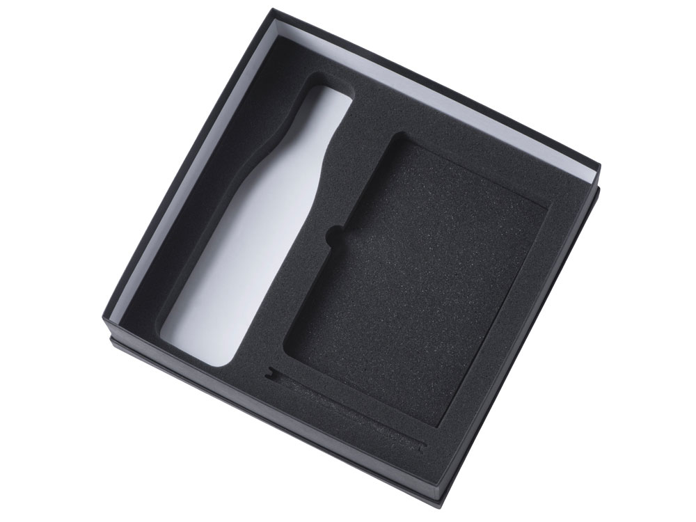 Подарочный набор с блокнотом С1, металлической ручкой и термобутылкой, черный