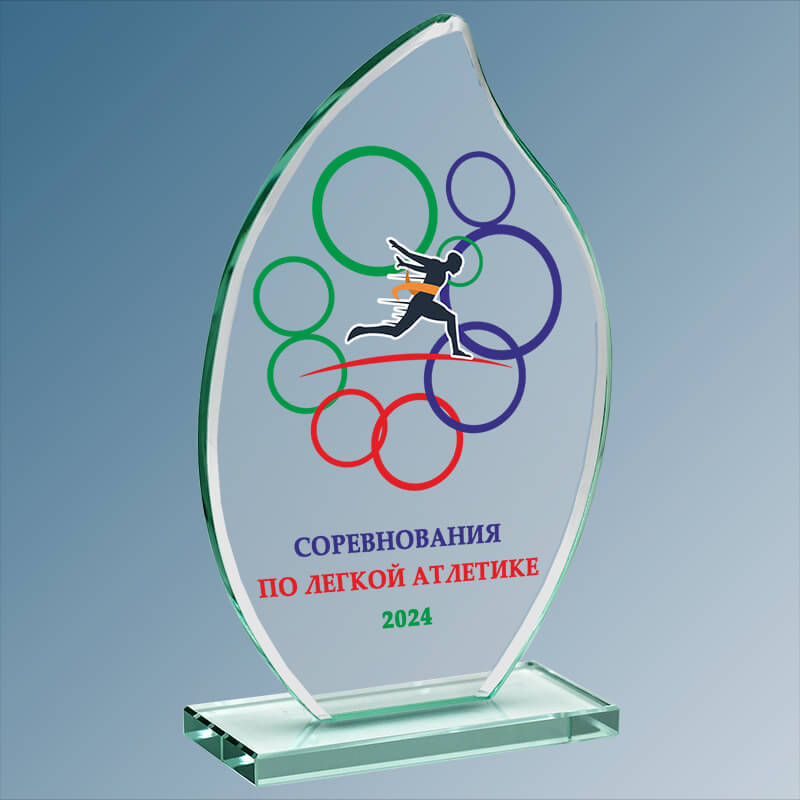 Награда из стекла с цветной печатью