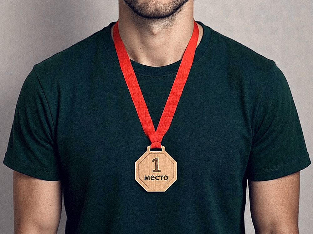 Медаль из бука Octagon, ромб