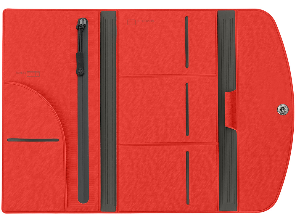 Органайзер для документов на кнопке с отделением для купюр и ручки, упаковка в индивидуальный пакет, красный/серый Органайзер для документов на кнопке с отделением для купюр и ручки, упаковка в индивидуальный пакет, красный/серый