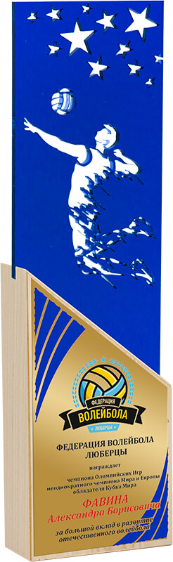 Акриловая награда с сублимационной печатью волейбол