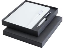 Набор Legato Elegance из блокнота формата А5 в твердой обложке и ручки-роллера, белый/черный