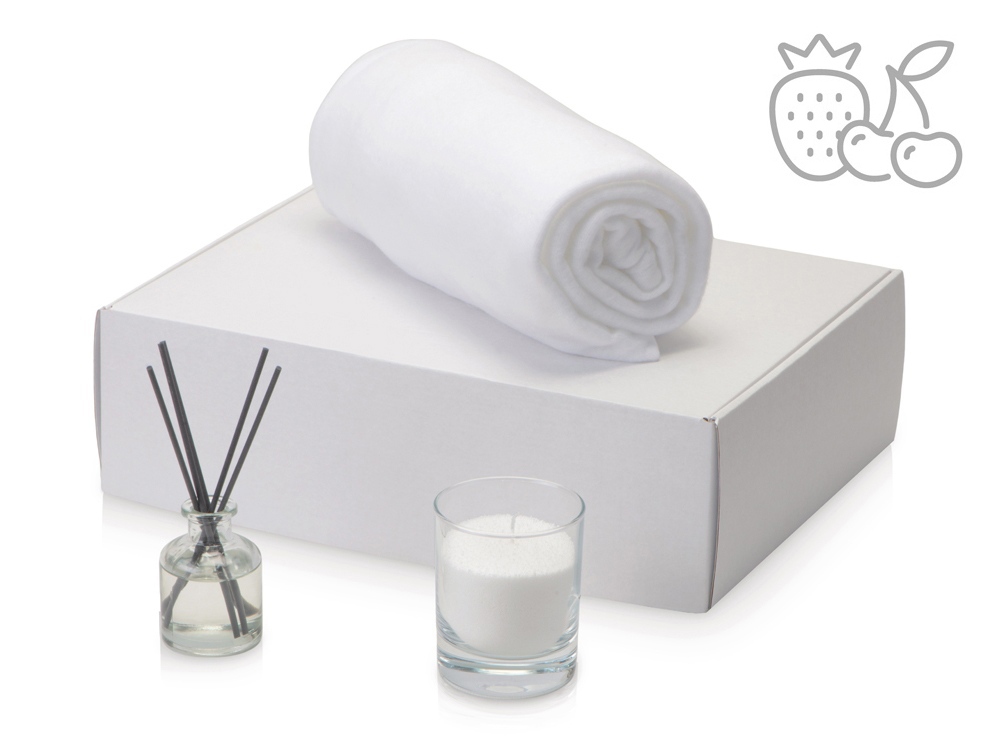 Подарочный набор White light 2.0 с пледом, диффузором, насыпной свечой