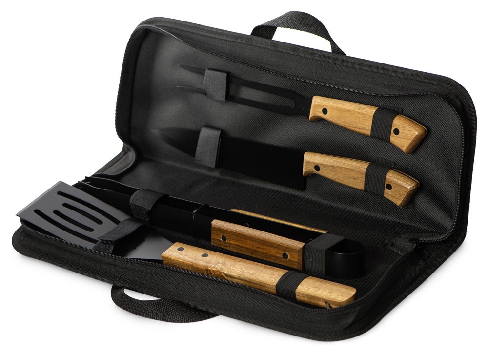 BBQ набор из акации, черный (P) BBQ набор из акации, черный (P)