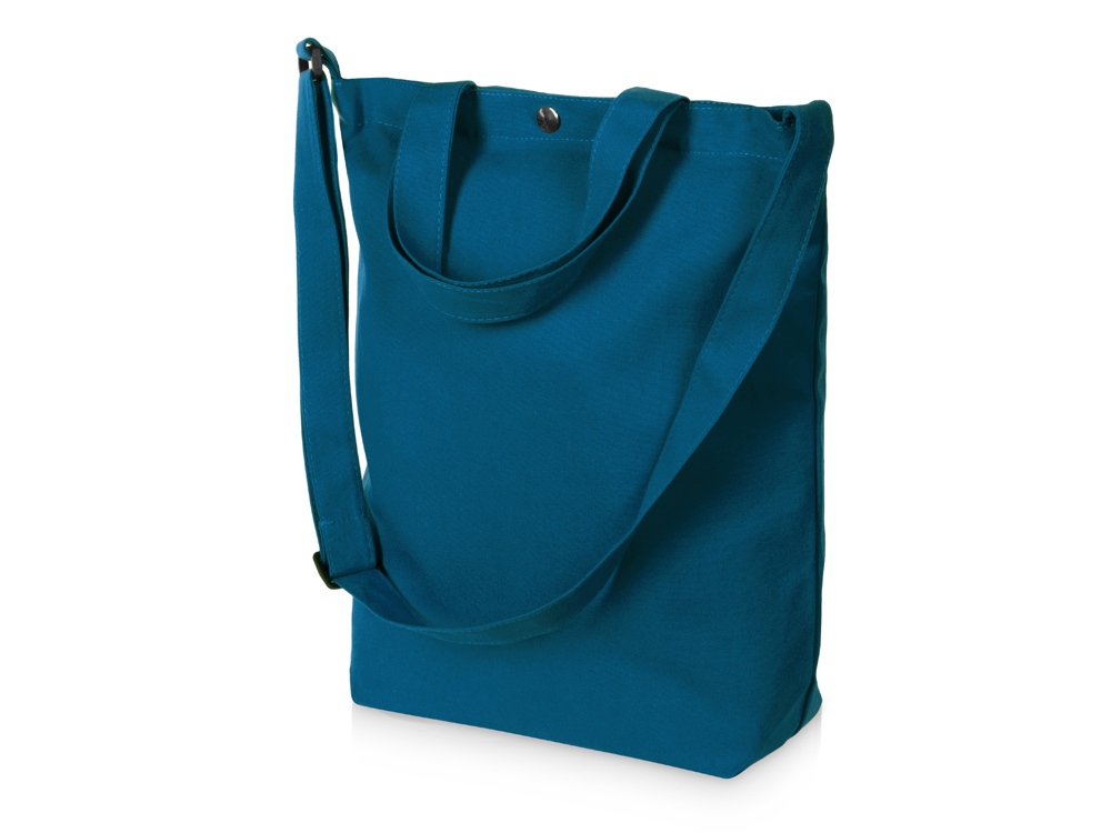 Сумка Helfer из хлопка на кнопке с регулирующейся лямкой, индиго