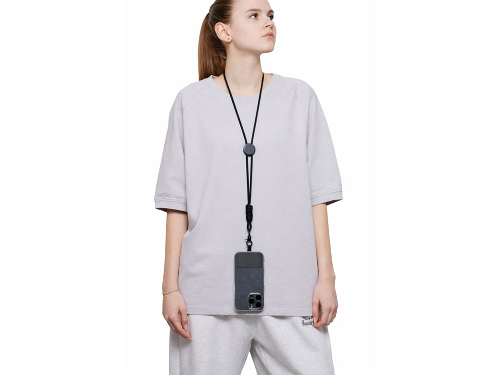 Ремешок на шею для телефона Нэко, черный Ремешок на шею для телефона Нэко, черный