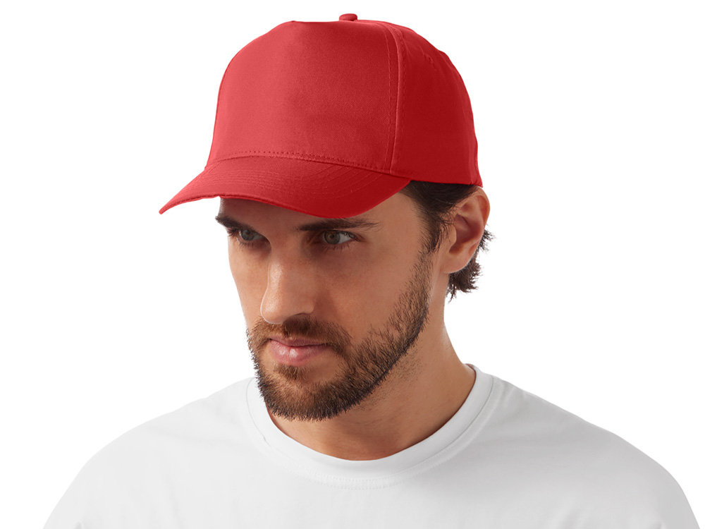 Бейсболка Poly 5-ти панельная 120 гр, красный