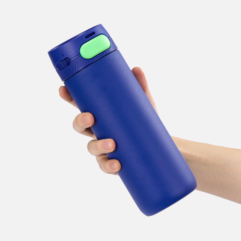 Термостакан X1 с цветной кнопкой, синий с зеленым