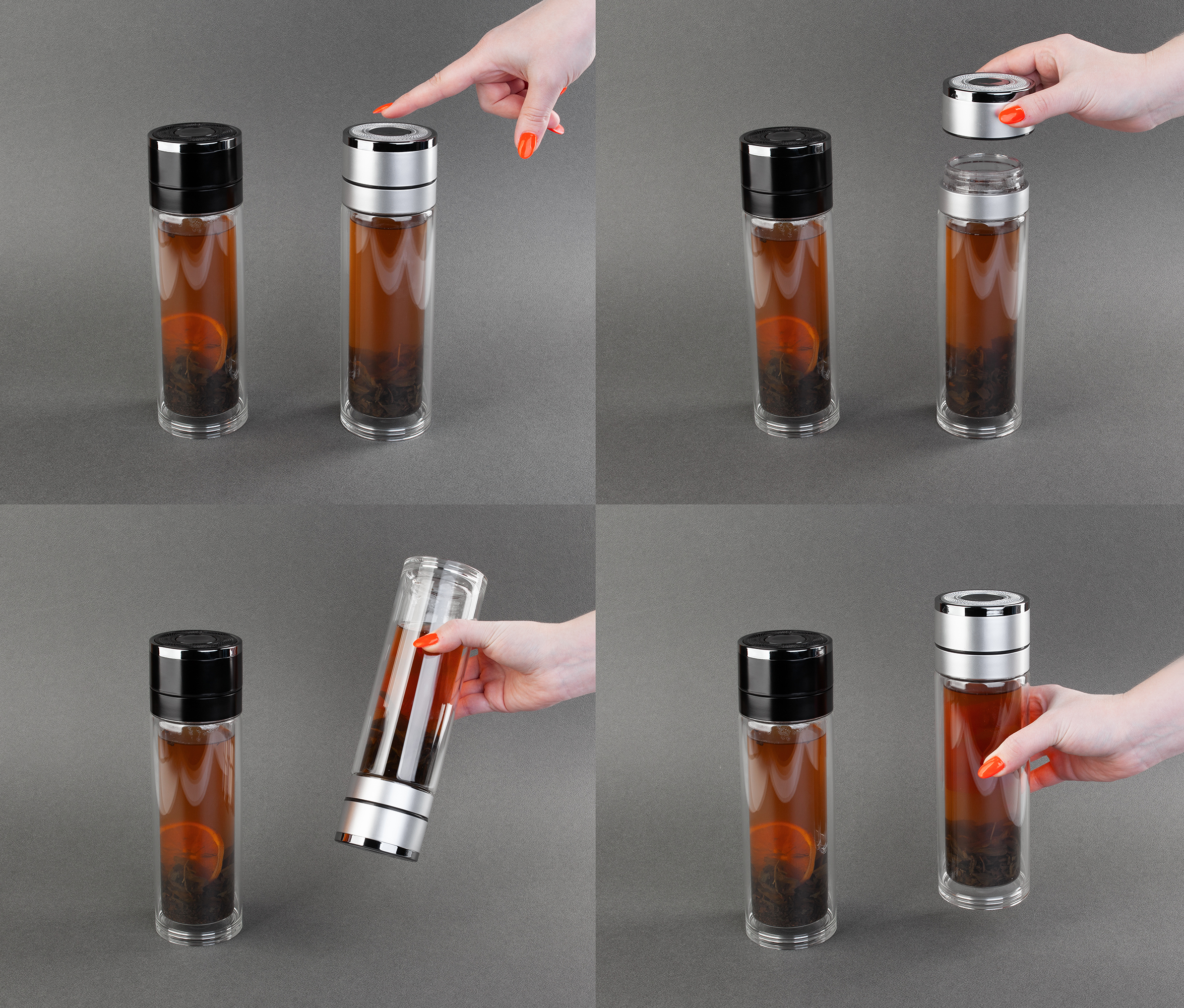 Заварочный термос "Press" 400 мл, серебристый Заварочный термос "Press" 400 мл, серебристый