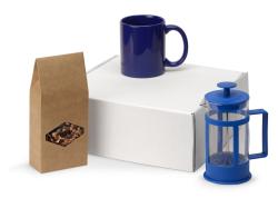 Подарочный набор с чаем, кружкой и френч-прессом Чаепитие, синий