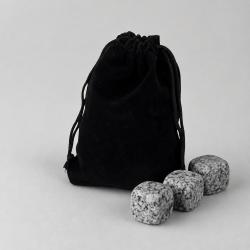 Камни для виски Gentleman в бархатном мешочке, 4 шт, серый