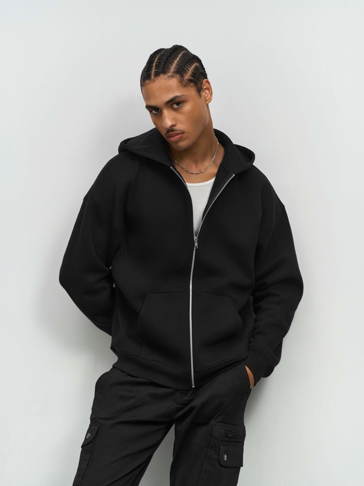 Толстовка унисекс на молнии Jelo, черная Толстовка унисекс на молнии Jelo, черная