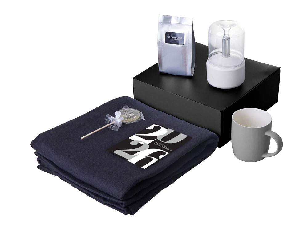 Подарочный набор с пледом, увлажнителем и кружкой, серый