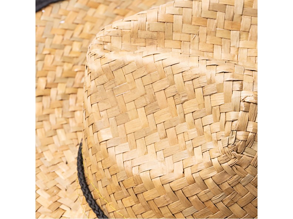 Шляпа из натуральной соломы MUNDAK/СИЕСТА с регулируемой завязкой, бежевый/черный