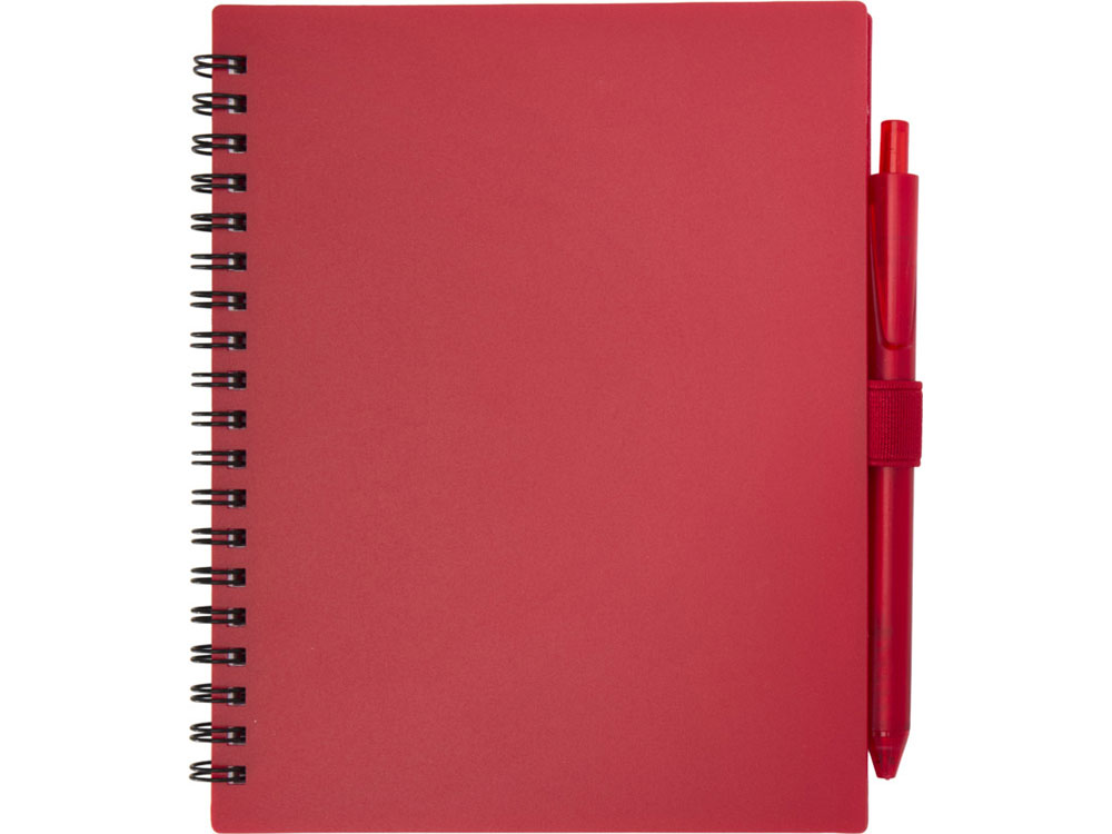 Набор Niove из блокнота из переработанного пластика в мягкой обложке и шариковой ручки (синие чернила) - Красный