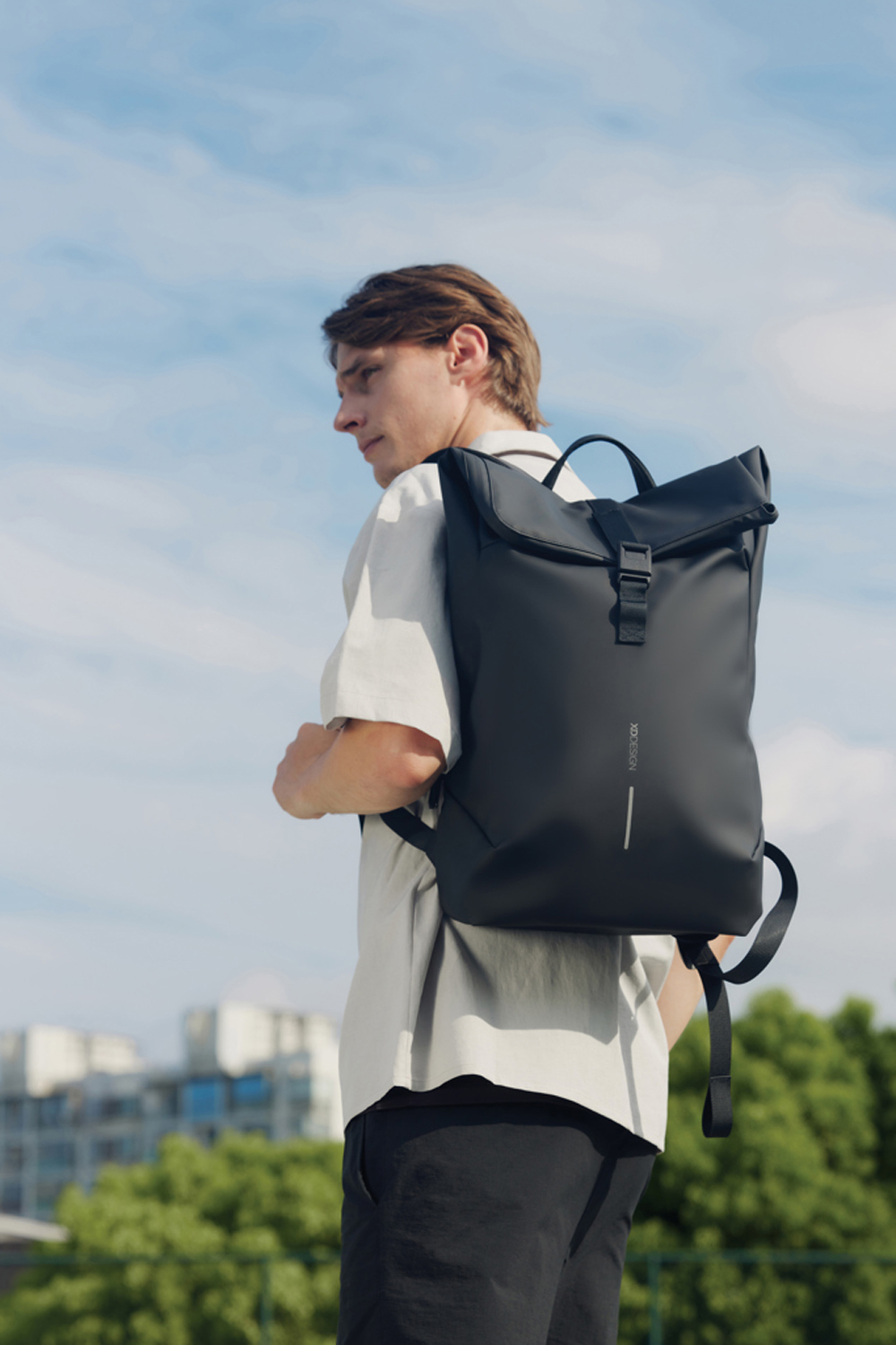 Антикражный водонепроницаемый рюкзак Urban Flap-Top, черный