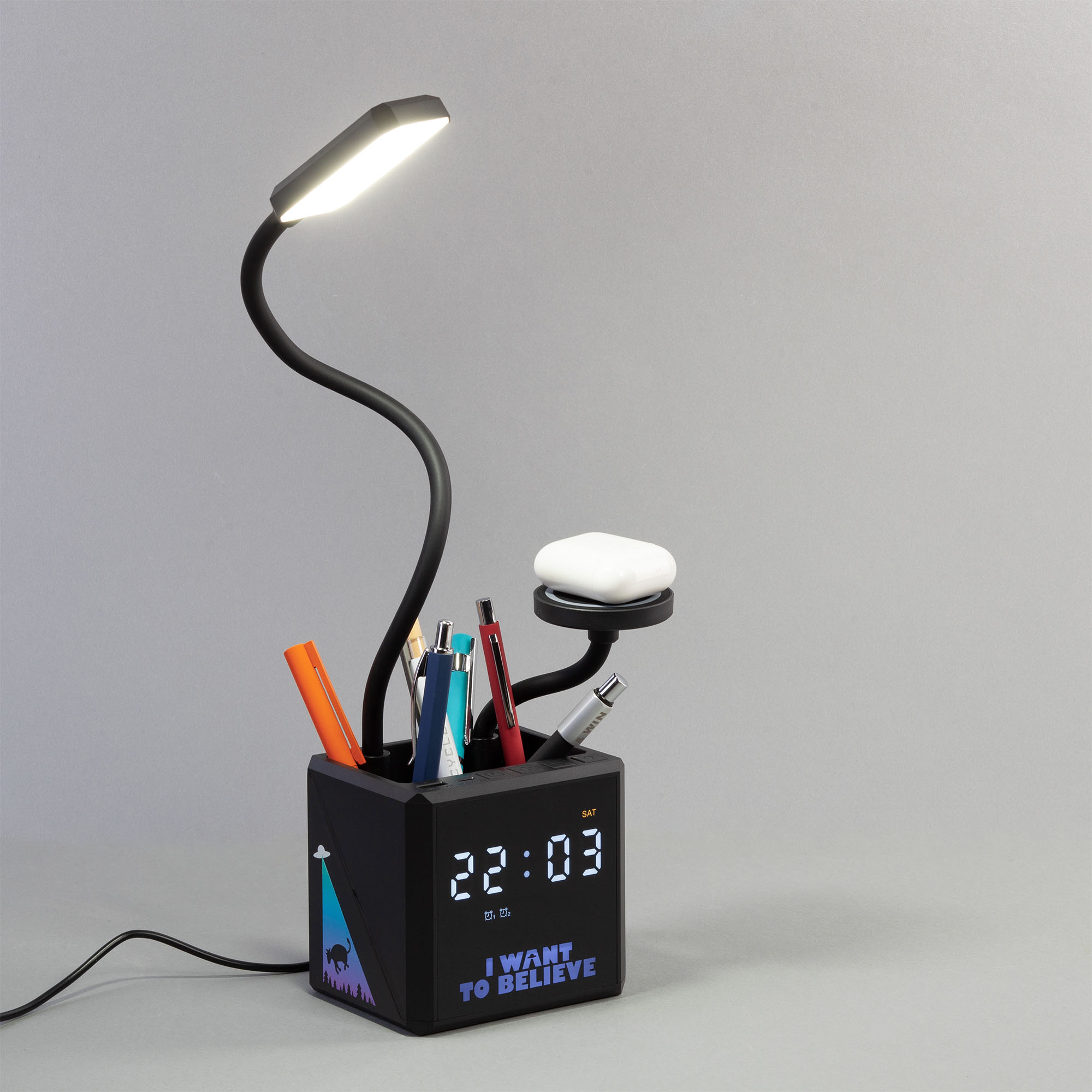 Лампа "Smart Flex" с беспроводным 3в1 (15W) ЗУ с MagSafe, часами, карандашницей и подсветкой логотипа