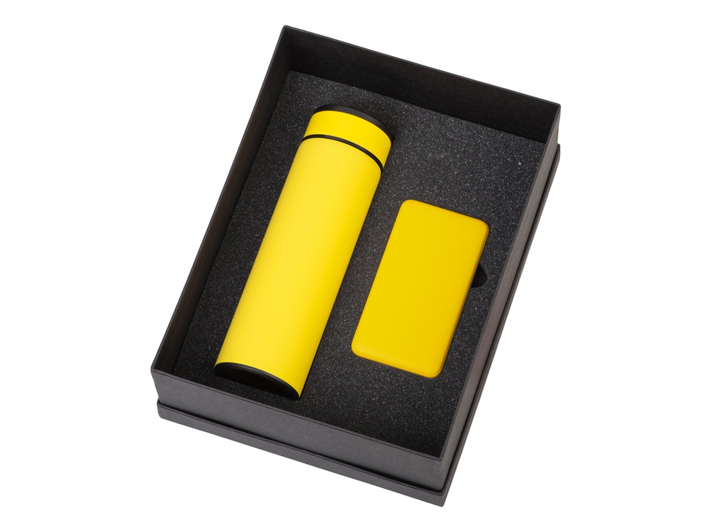 Подарочный набор с термосом и повербанком С2, желтый