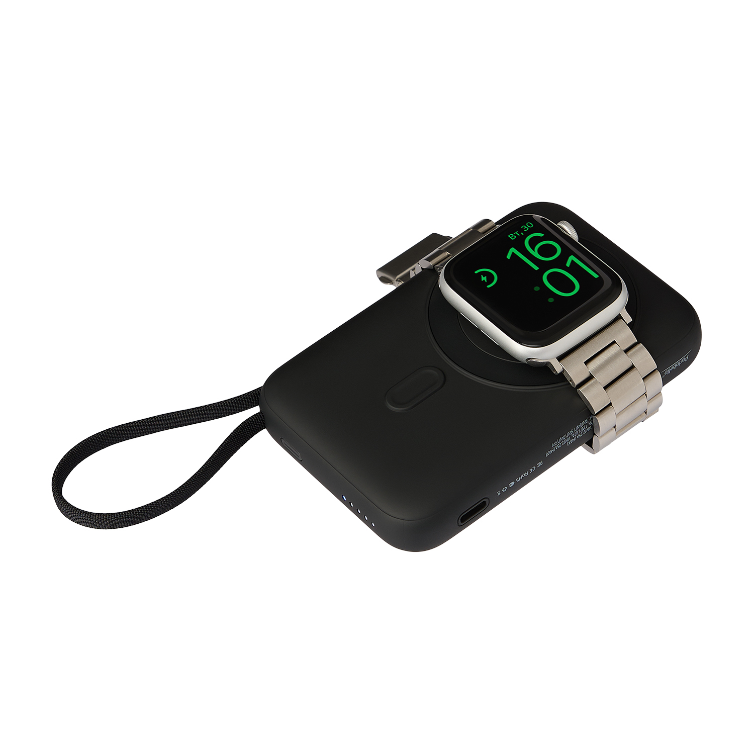 Внешний аккумулятор Комбо (Combo) 4-в-1 10000mAh с функцией беспроводной зарядки 15W, черный
