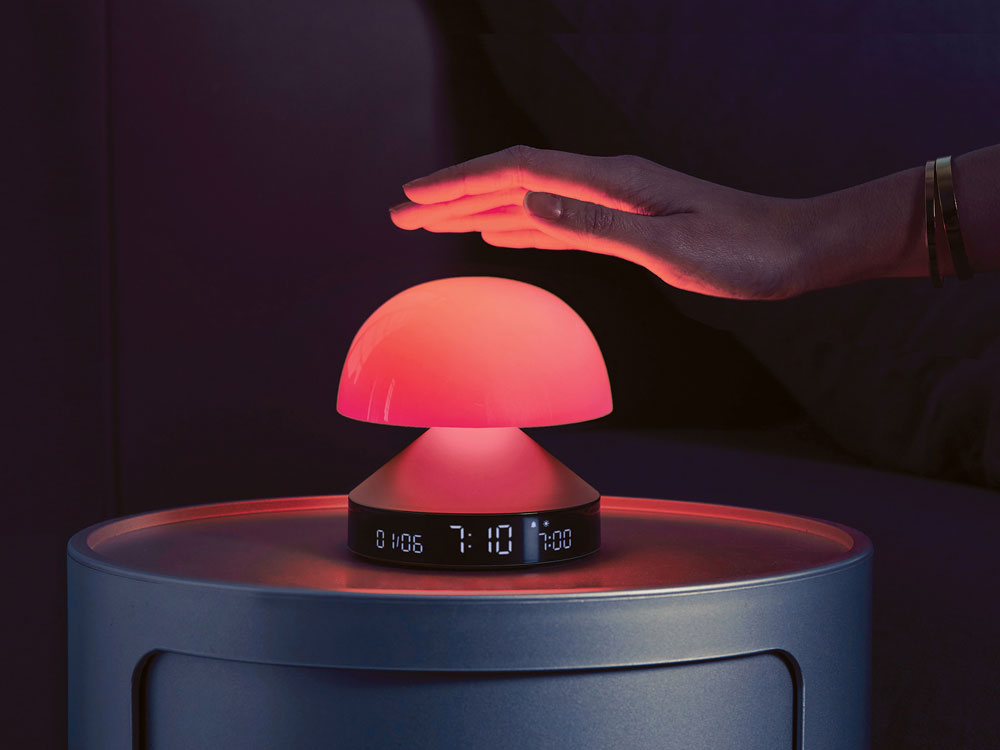 Светильник с часами и световым будильником Mina Sunrise, темно-серый