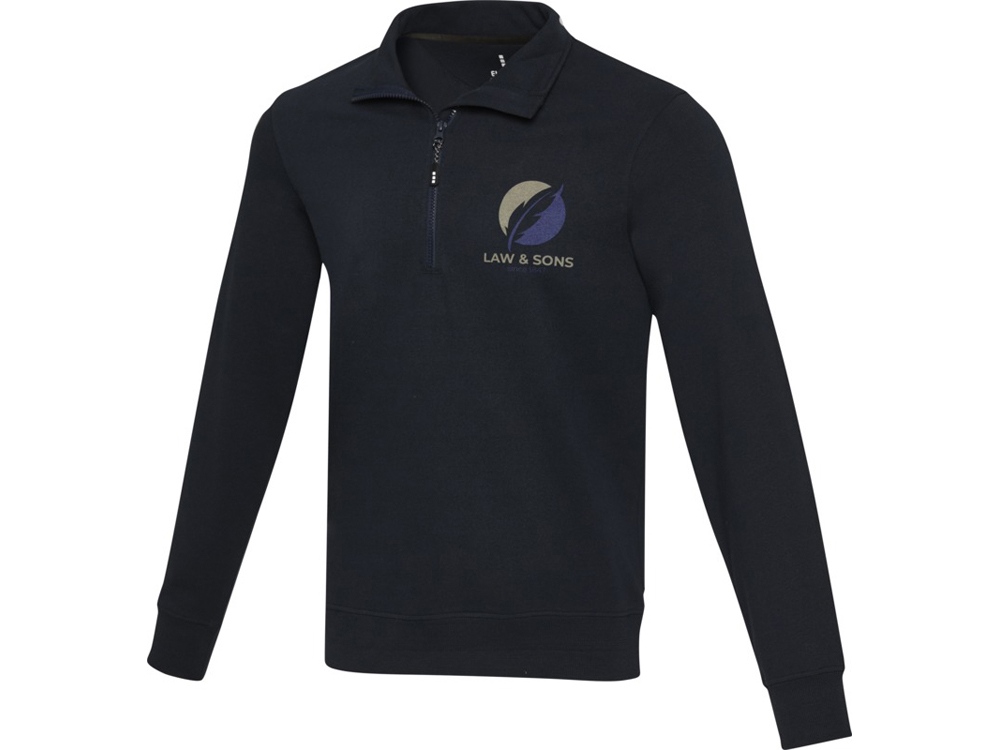 Tin унисекс-свитер с молнией на четверть из переработанных материалов Aware™ - Темно - синий