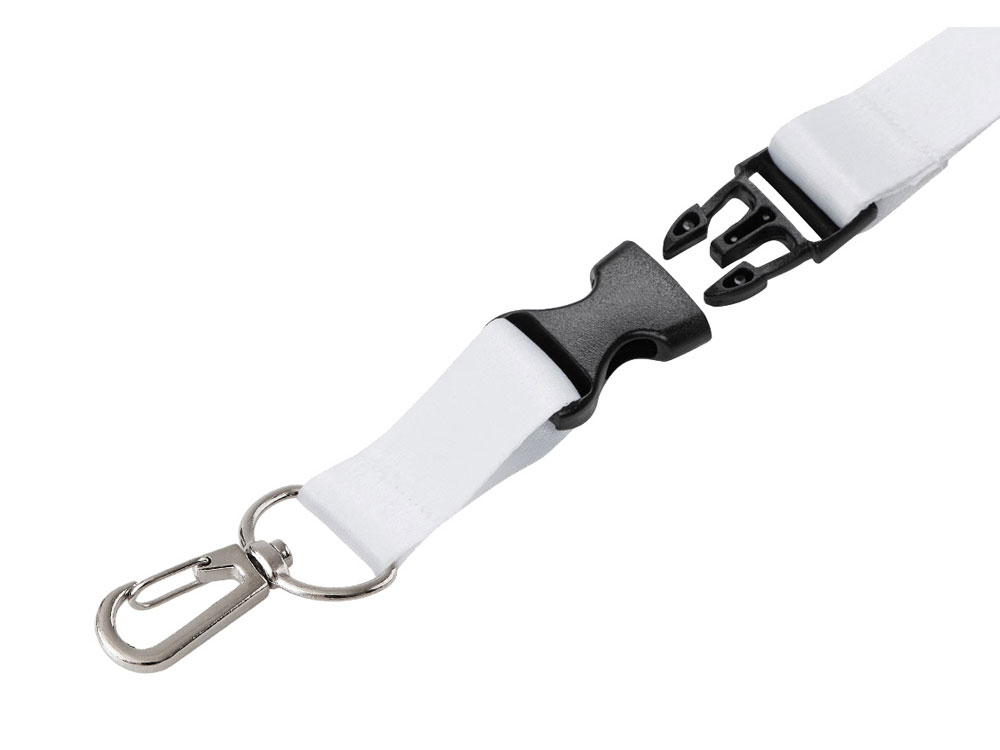 Ланъярд 2 см под сублимацию с карабином, межуровневым замком и замком обрыва, серебристый