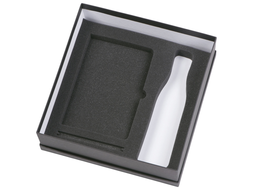 Подарочный набор с блокнотом С2, металлической ручкой и термобутылкой, черный