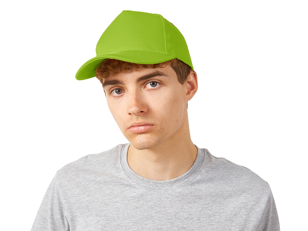Бейсболка New York  5-ти панельная  с металлической застежкой и фурнитурой, зеленое яблоко