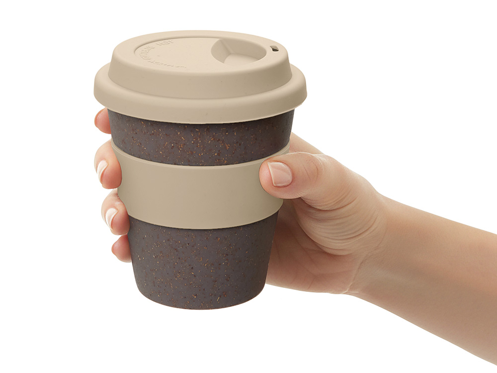 Стакан с силиконовой крышкой Cafe, beige Стакан с силиконовой крышкой Cafe, beige