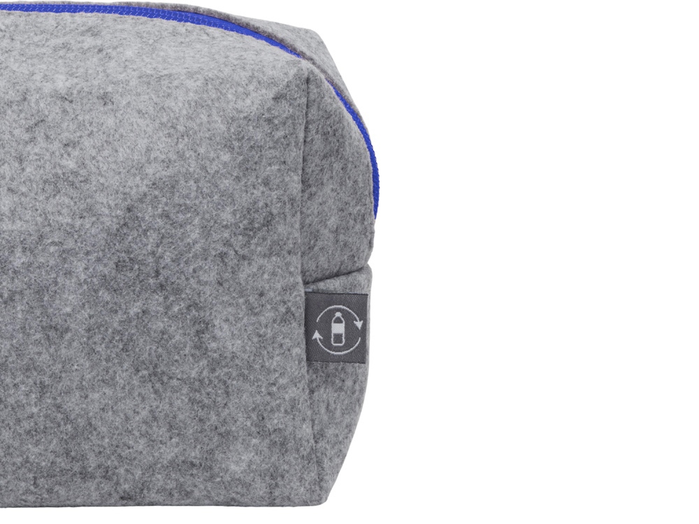 Органайзер для электроники и проводов Felt из RPET-фетра с ручкой, серый с синим