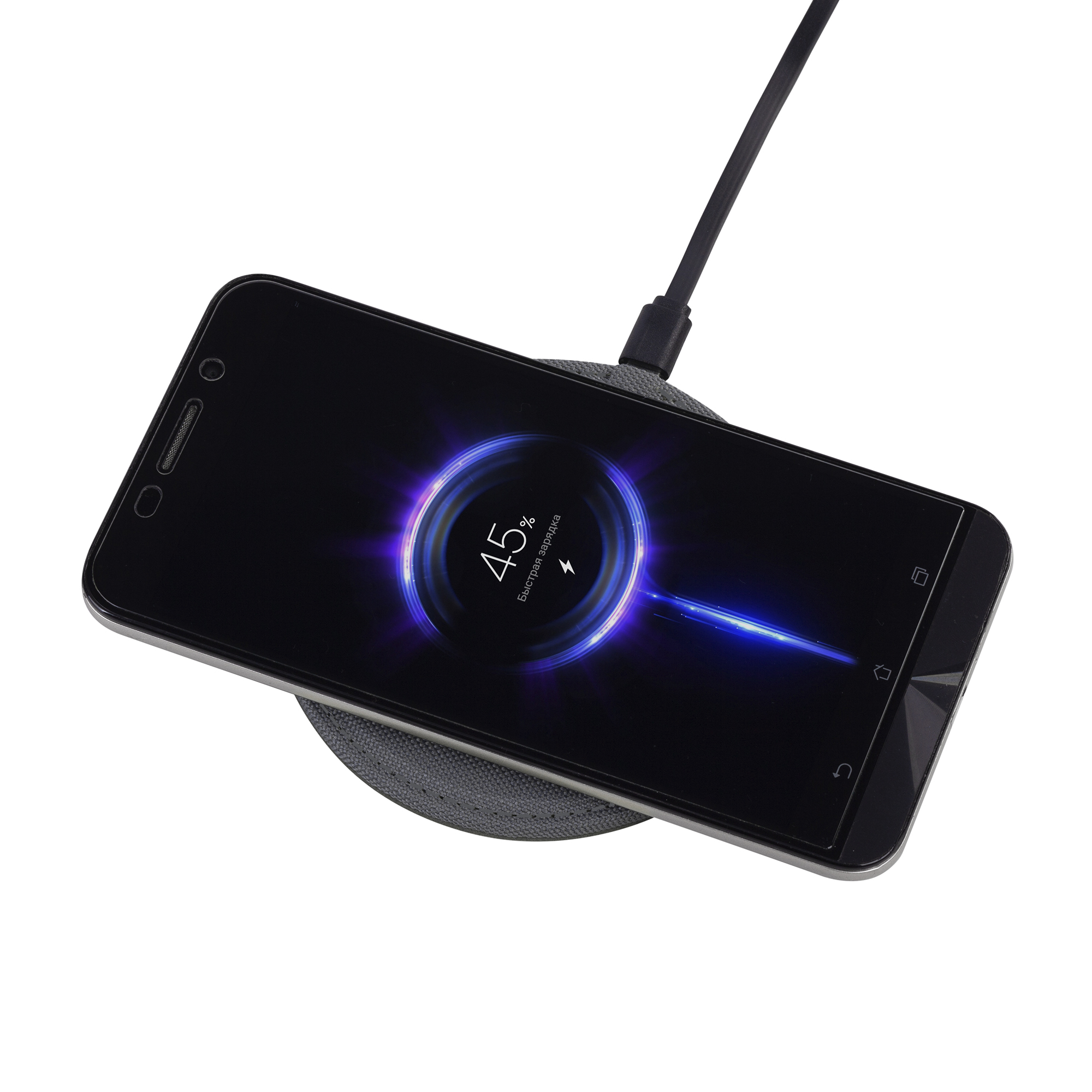 Настольное беспроводное зарядное устройство "Cool Gray", переработанный пластик (RPET) Настольное беспроводное зарядное устройство "Cool Gray", переработанный пластик (RPET)