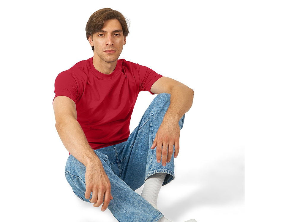 Футболка HD Fit короткий рукав с эластаном_XL, мужская,красный