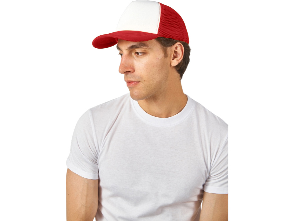 Бейсболка под сублимацию с сеткой Newport, белый/красный