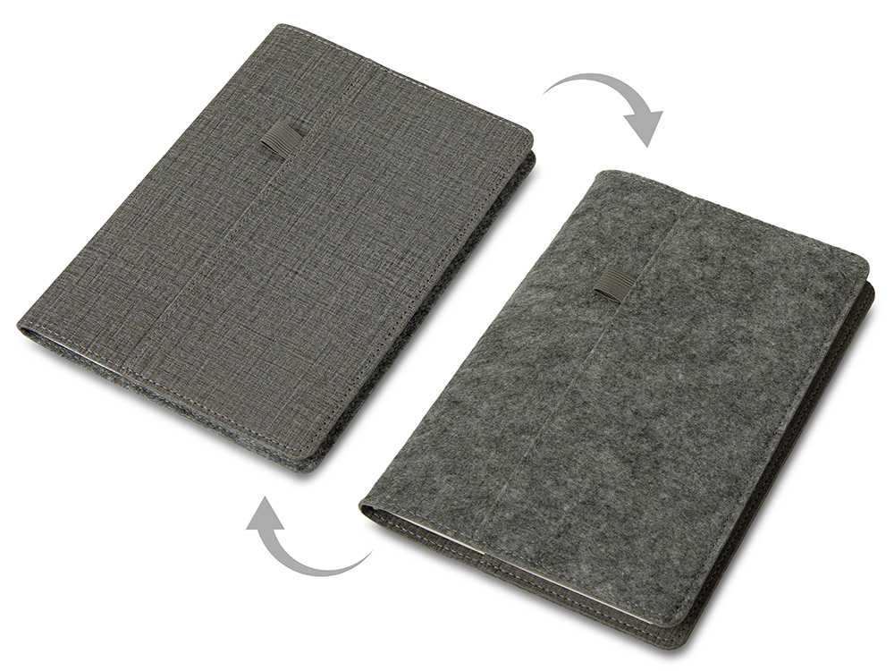Двустороннее портфолио из рпет-фетра и искусственной кожи Felt, серый
