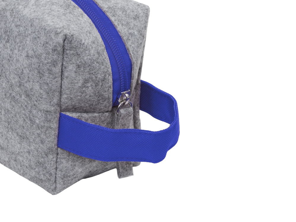 Косметичка из РПЕТ фетра с ручкой Felt, серый с синим