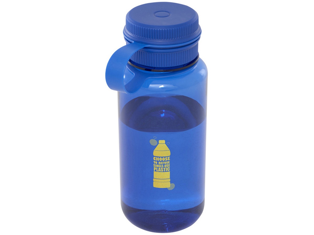 Спортивная бутылка Ryder из переработанного ПЭТ-пластика объемом 900 мл с многофункциональной крышкой, сертифицированная RCS - Ярко-синий
